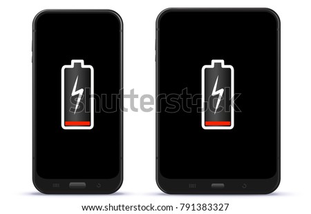 Mobile Phone and Tablet Computer With Low Battery Vector Illustration