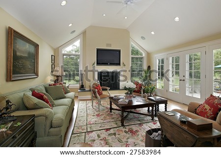 Family room with large picture windows
