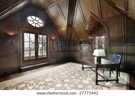 Wood paneled office