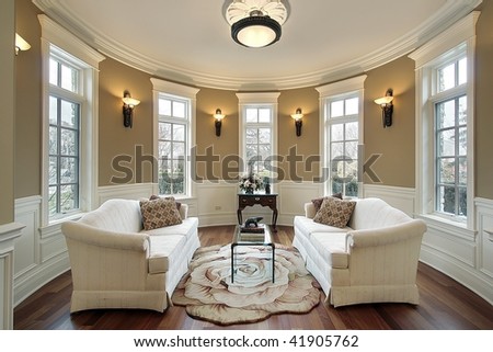 Living room with wall sconces