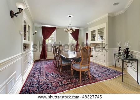 Dining room in upscale home with built-ins