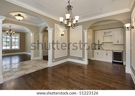 Dining room in new construction home with butler\'s pantry