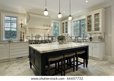 Kitchen in modern home with granite counter tops