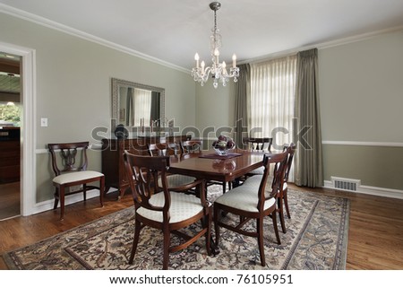 Dining room in luxury home with buffet table