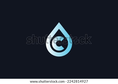 Minimal Awesome Trendy Professional Letter C Water Drop Logo Design Template On Black Background Foto stock © 