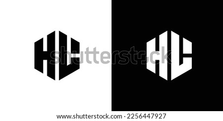 Letter H L polygon, Hexagonal minimal and professional logo design on black and white background