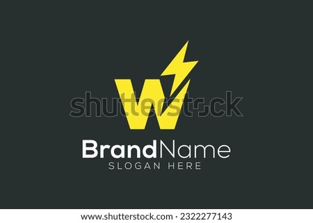 Letter W thunder logo design template