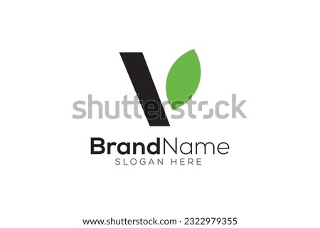 Letter V Leaf logo design vector template