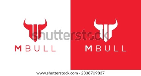 Trendy and Professional letter M bull head logo design vector template