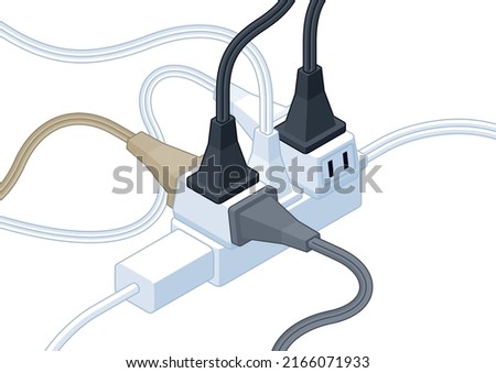 Tako foot wiring: Dangerous wiring that connects multiple cords Photo stock © 