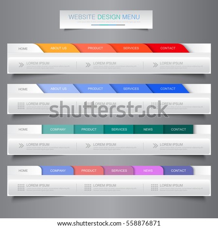 Web site design menu navigation elements with icons set: Navigation menu bars,vector design element eps10 illustration