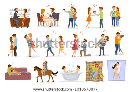 Similar – Image, Stock Photo A couple is horse riding on a meadow facing the distance. Romantic and active outdoor date. Autumn landscape, with young couple enjoying a horse riding. Overcast weather, beautiful horses.