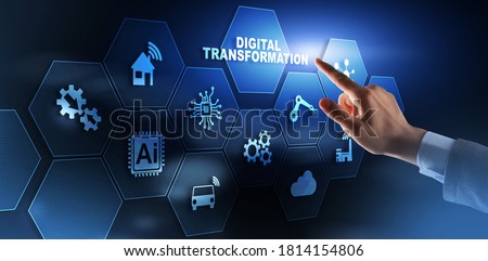 Digital Transformation and Digitalization Technology concept on Abstract Background.