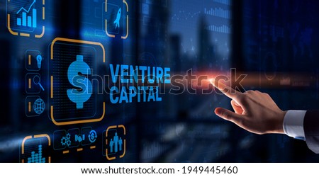 Venture capital. Investor capital. Businessman pressing virtual screen inscription ストックフォト © 