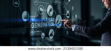 Lead Generation. Finding and identifying customers for your business products or services. Finance concept Foto stock © 