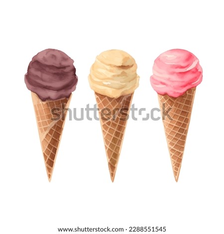 ice cream with style hand drawn digital painting illustration