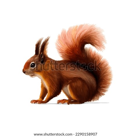 squirrel with style hand drawn digital painting illustration