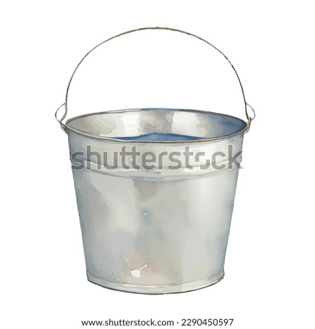 bucket with style hand drawn digital painting illustration