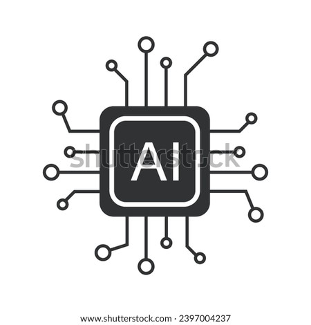 AI Processor vector icon for websites and mobile minimalist flat design. Mobile AI CPU. 