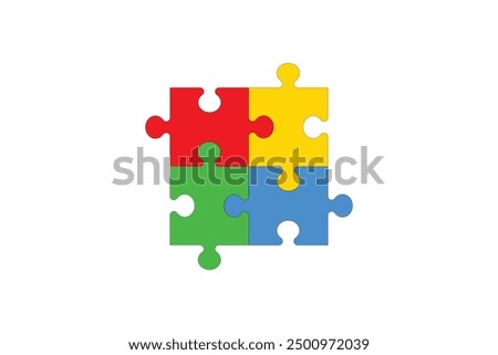 Puzzle pieces vector set. Puzzle jigsaw on white background. Set of puzzle pieces. Vector illustration