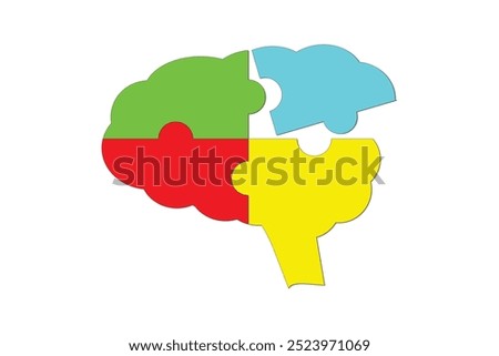 Human brain infographic template banner with puzzle jigsaw shape on white background	