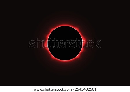 Iridescent round red eclipse. red planet glow background. Sun or moon total eclipse in dark space. Star aurora flare with sparkles and sparkles effects. Vector illustration