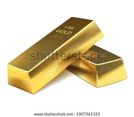 Two Gold bars on a white background. Banking business concept. Vector illustration