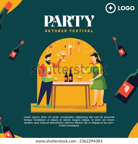 Flat design of oktober fest for social media post template