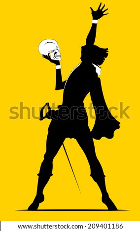 actor plays the role of Hamlet, vector and illustration