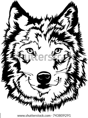 Wall Decor Galore Black White Wolf Face Silhouette Mascot Or Tattoo Art