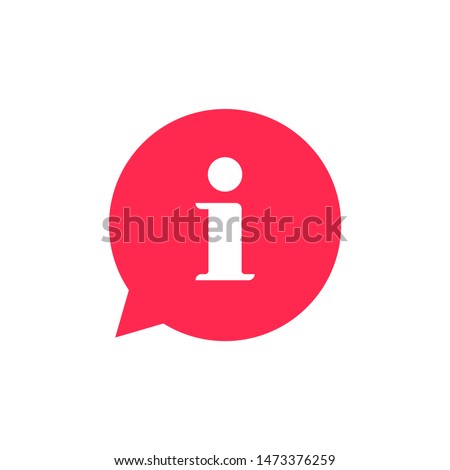 Information bubble speech notice vector icon, flat info help sign mark isolated, hint tip annotation graphic pictogram red clipart
