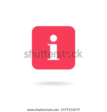 Info help hint tip annotation notice icon vector square graphic, simple red information sign isolated clipart, inform notation symbol pictogram