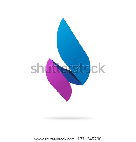 Flame candle logo as abstract spear blue violet color fire energy vector logotype template design, concept of gradient ignite icon or hearing plumbing geometric burning symbol modern trendy sign
