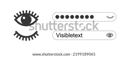 Hide show password eye icon field text vector or hidden invisible and visible preview ui eyeball pictogram logo isolated graphic, private secret public data symbol, idea vision sight eyecare eyelash