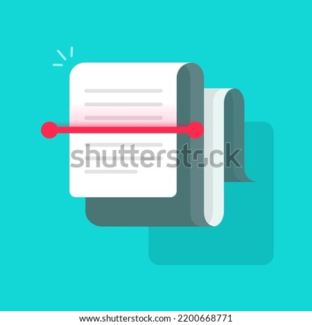 Scanning document icon vector or ocr software text recognition technology symbol flat cartoon illustration, paper file scan graphic 