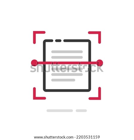 Scan document icon pictogram thin line outline art vector or recognize text file symbol clipart graphic, ocr scanner label clip art