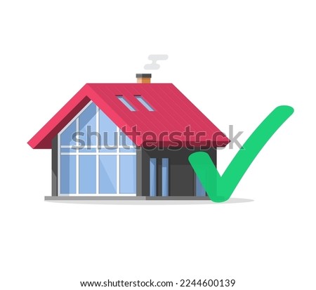 Property home check mark inspection checkmark icon vector or new real estate building done, house development construction completed finished tick box 3d design illustration, choose buy quality list