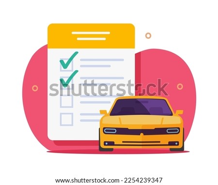 Car vehicle check list inspection icon vector or checklist auto service technical maintenance flat graphic illustration, automobile insurance safety checkup review, buy automotive verification examine