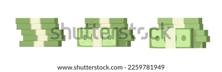 Money stack pile icon vector, paper cash bundle heap bill isolated graphic clipart illustration, banknote dollar usd pack simple flat green modern design, small single cartoon bank notes packet image