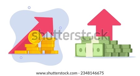 Money growth up graph arrow icon flat vector graphic illustration, finance coin earnings invest stock chart, economy increase grow profit, market target rise success, gain capital wealth image   