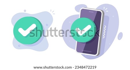 Cell phone check mark 3d icon vector graphic, checkmark tick confirm status mobile cellphone illustration, smartphone checkbox approved success update done, valid verified complete image clipart 