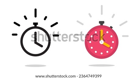 Stopwatch icon vector line outline art graphic set, flat chronometer timer stop watch pictogram simple countdown symbol illustration image clipart