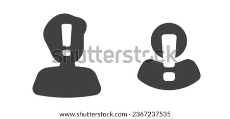 User exclamation risk mark icon pictogram vector as fraud invalid identification safety security notice message graphic illustration, error mistake warning caution alert personal data profile image