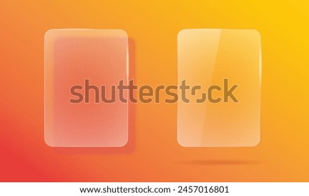 Matte and transparent frosted glass effect interface design element vector modern illustration graphic, screen panel mockup 3d ui window for copy space text with shadow yellow orange image clipart