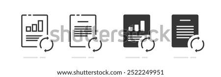 Document file sync cloud icon vector simple pictogram line stroke graphic, doc update upload synchronization process ui sing symbol glyph set, online data change technology image clip art