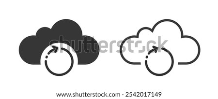 Backup icon simple vector graphic set, back up cloud arrow rotation pictogram line stroke outline symbol logo ui element, change version history solid glyph sign image clip art