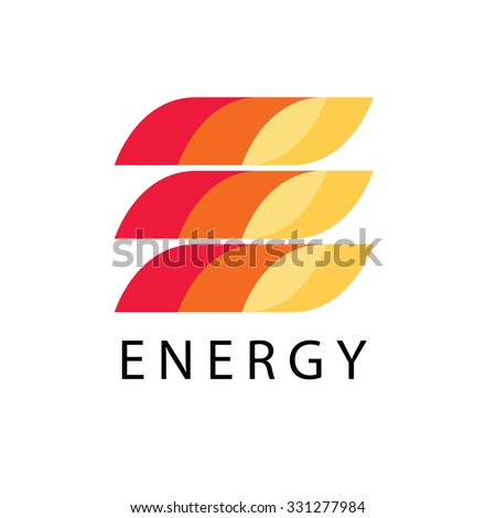Energy power vector logo template in fire style. Petrol, fuel, diesel, gasoline, benzine, gas, fuel tank, oil industry business card ribbon concept. Letter e print icon idea in red, yellow background.