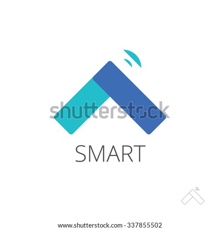 Flat home control vector logo template, home logo design, house logo,wifi emblem, internet,home services,home computer,planing,technology,mobile application, signalling system theft protection.