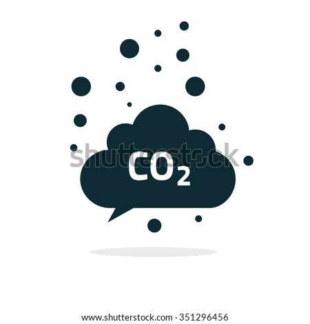 co2 emissions icon cloud vector flat, carbon dioxide emits symbol, smog pollution concept, smoke pollutant damage, contamination bubbles, garbage label, combustion products isolated modern design sign