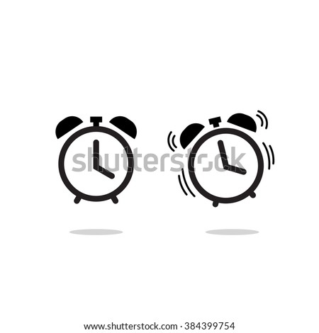Alarm clock vector icon isolated on white background, simple line outline style, alarm clock ringing icon modern design
